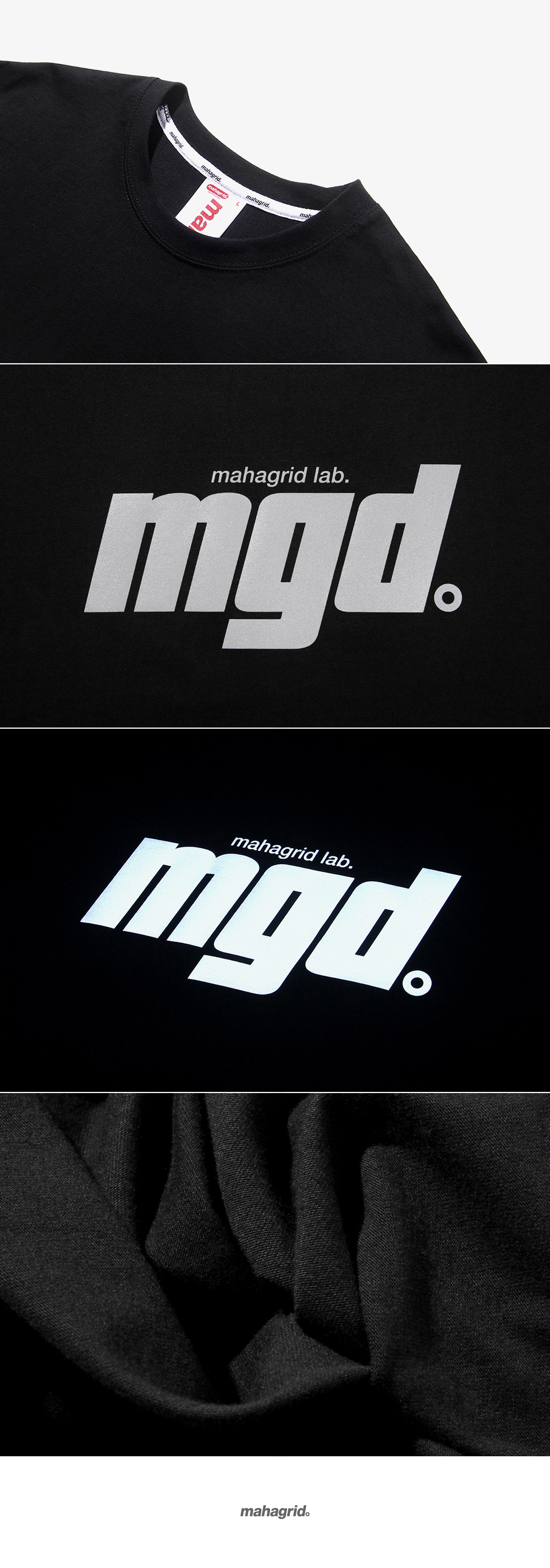 마하그리드(MAHAGRID) REFLECTIVE BOLD LOGO TEE BLACK(MG1JMMT504B)