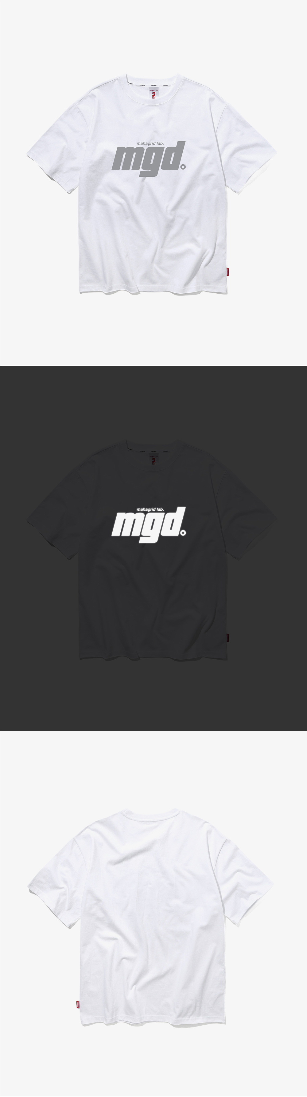 마하그리드(MAHAGRID) REFLECTIVE BOLD LOGO TEE WHITE(MG1JMMT504B)