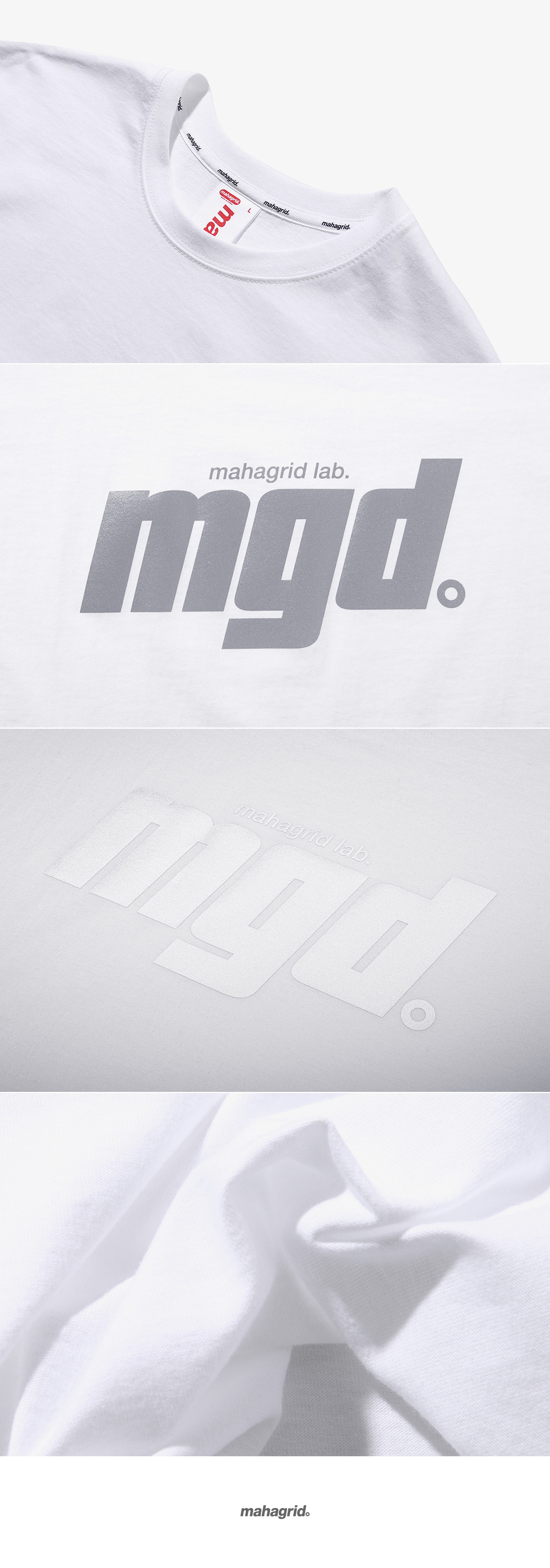 마하그리드(MAHAGRID) REFLECTIVE BOLD LOGO TEE WHITE(MG1JMMT504B)