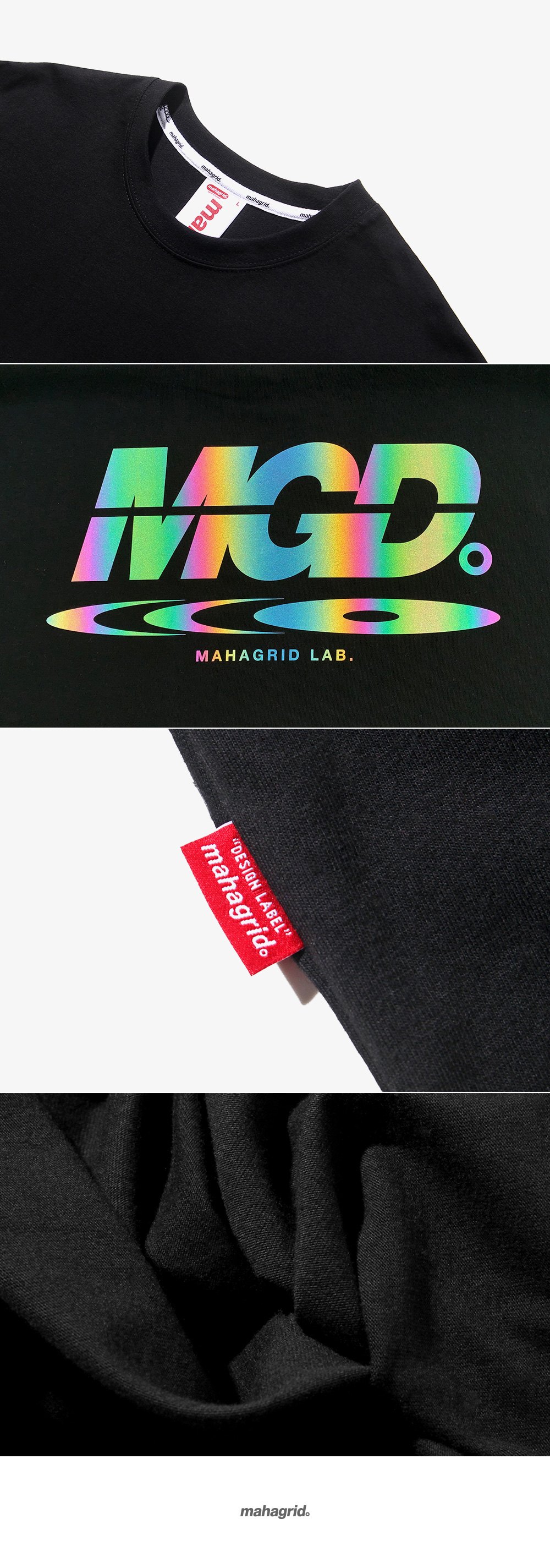 마하그리드(MAHAGRID) RAINBOW REFLECTOR DISC TEE BLACK(MG1JMMT507B)