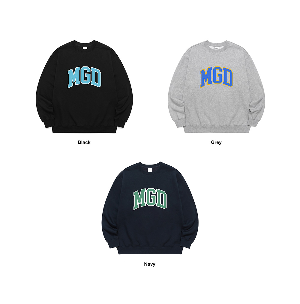MUSINSA | MAHAGRID MGD COLLEGE SWEATSHIRT BLACK(MG2BFMM469A)