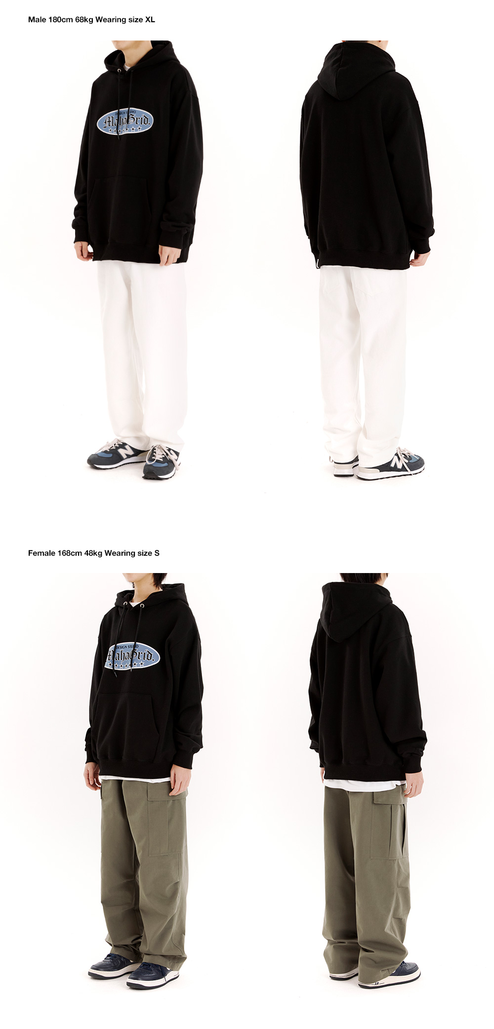 MUSINSA | MAHAGRID GOTHIC OVAL LOGO HOODIE BLACK(MG2CSMM402A)